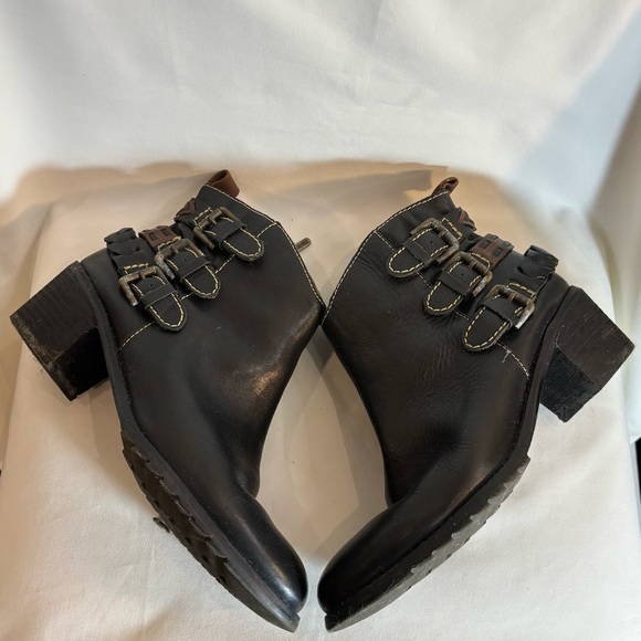 PIKOLINOS Sz 39 Leather Ankle Boots With Decorative Straps Stacked Heels Zipper - Picture 7 of 15